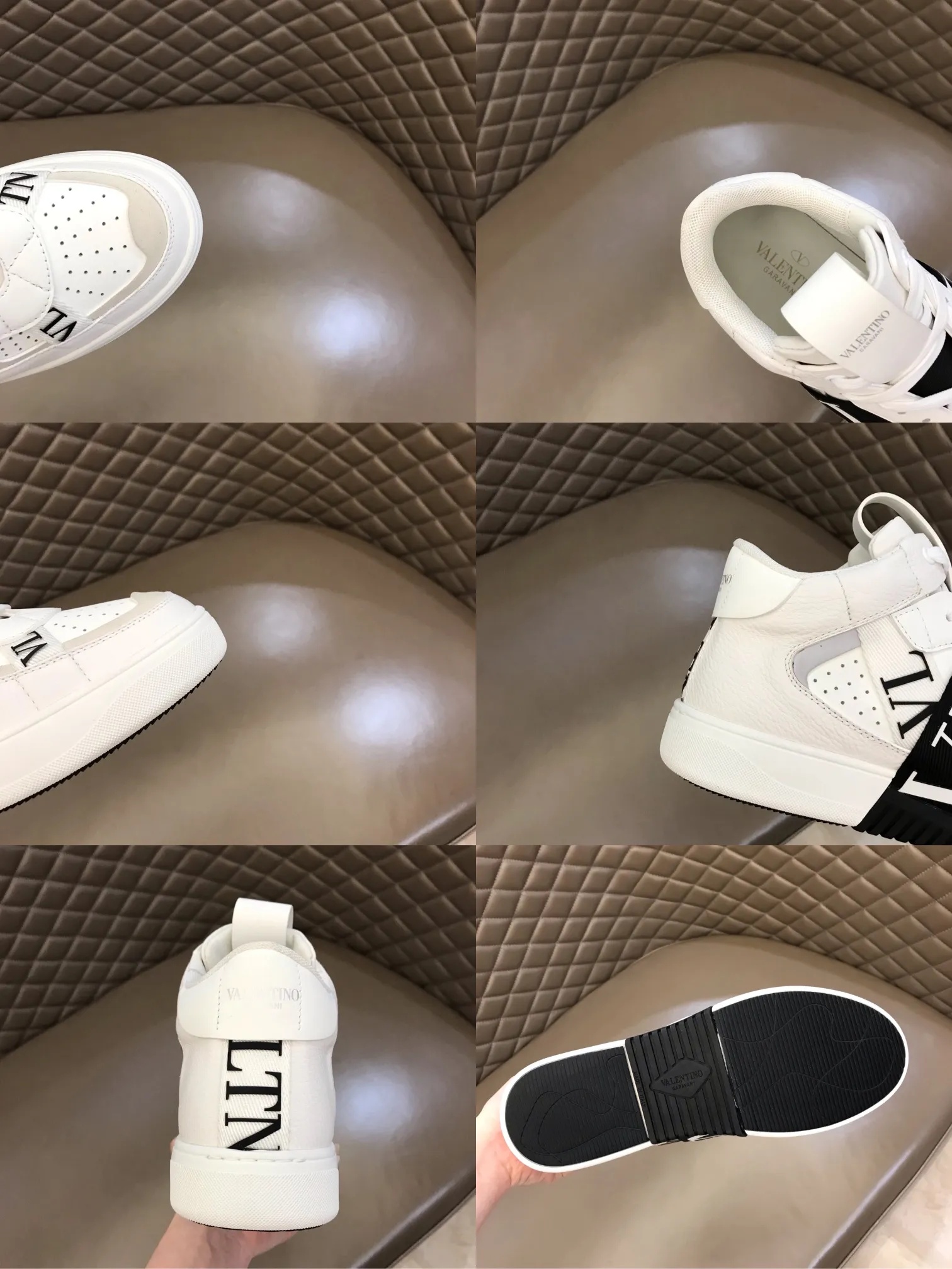P460◾️▫️V L7N high-top calfskin lace-up sneakers. No man should be able to refuse this style. The classic color scheme is so handsome! Purchase a high-precision replica of the original version to instantly sell off the market currency! 6 VLTN logo rubber effect straps - Valentino Garavani Logo printed on the back and tongue, all materials are customized to ensure quality!  Size: Male 38-44 (45.46 customized)
